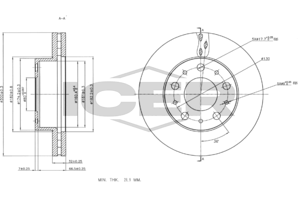 Fren Disk Ayna Ön Sağ ve Sol Peugeot Boxer (335/435) P.Van,Camlı (H2) Aks:4035mm (2007->)  FIAT ORJINAL 51957509