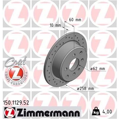 Fren Disk Ayna Arka Sağ ve Sol BMW 3 Serisi Touring/Cabrio (E30)(1985->)  ZIMMERMANN 150.1129.52