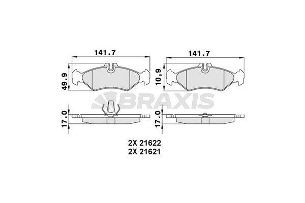 Fren Disk Balata Arka Mercedes Sprinter P.Van (901-904)(1994->)  BRAXIS AA0253