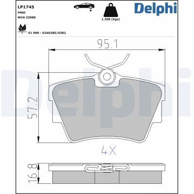 Fren Disk Balata Arka Renault Trafic P.Van (04.2001->)  DELPHI LP1745