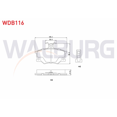 Fren Disk Balata Ön Alfa Romeo 145 (1994->)  WALBURG WDB116