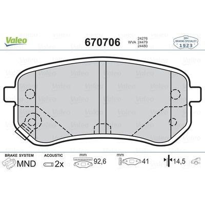 Fren Disk Balata Arka Kia Picanto (SA)(2004->)  VALEO 670706