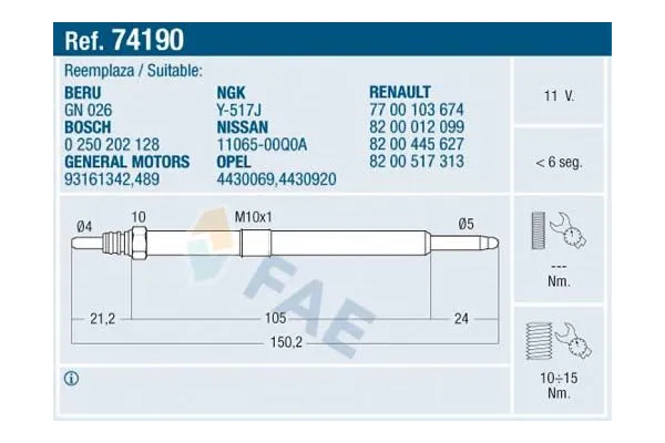 Isıtma Bujisi  Renault Laguna II Grandtour (KG0)(03.2001->)  ET1 EC865