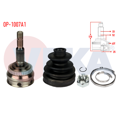 Aks Kafası Ön Dış Sağ veya Sol Opel Ascona C (1985->)  VEKA OP-1007A1
