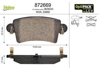 Fren Disk Balata Arka VALEO 872669  4406000QAE 44060-00QAE 95515197