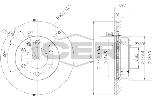Fren Disk Ayna Ön Sağ ve Sol Mercedes eSprinter III P.Van FWD (910)(03.2020->01.2024)  EUROREPAR 1642767480