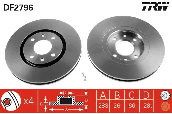 Fren Disk Ayna Ön Sağ ve Sol TRW DF2796