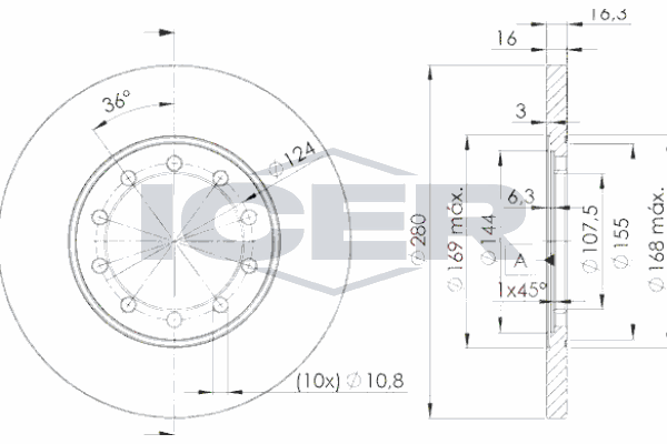 Fren Disk Ayna Arka Sağ ve Sol Ford Transit Kamyonet (TT9)(2006->)  WALBURG WBD1049
