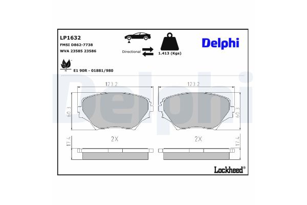 Fren Disk Balata Ön Toyota RAV4 (A2)(2000->)  DELPHI LP1632