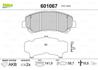Fren Disk Balata Ön VALEO 601067  5581057L50 D10609N00A D1060-9N00A 41060JD00A 41060-JD00A D10603UB0A D1060-3UB0A D10609N50A D1060-9N50A D1060JD00A D1060-JD00A D1060JD00J D1060-JD00J D1060JE00A D1080JE00A D1083JE00A D108MJE00J D1M609N00A D1M60JE00A 5581057L00 55810-57L00 55810-57L50 5581057L51
