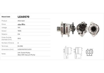 Alternatör  LUCAS ELEKTRIK LEA0570  LEA0570 LR1100502MD LR1100-502MD LR1100503 LR1100-503 LR1100503A LR1100-503A LR1100503B LR1100-503B LR1100503C LR1100-503C LR1100503D LR1100-503D LR1100503E LR1100-503E LR1100503F LR1100-503F LR1150503E LR1150-503E 8893551981 8893551982 8973551981 897355-1981 8973551982 897355-1982 8973551983 897355-1983 8973551980 8973554981 8980564430 6204183 6204251 6204288 93189495 97355198 97359198 R1530089