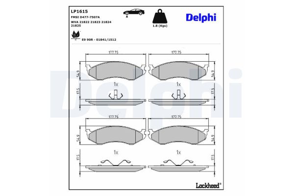 Fren Disk Balata Ön Jeep Cherokee (XJ)(1987->)  DELPHI LP1615