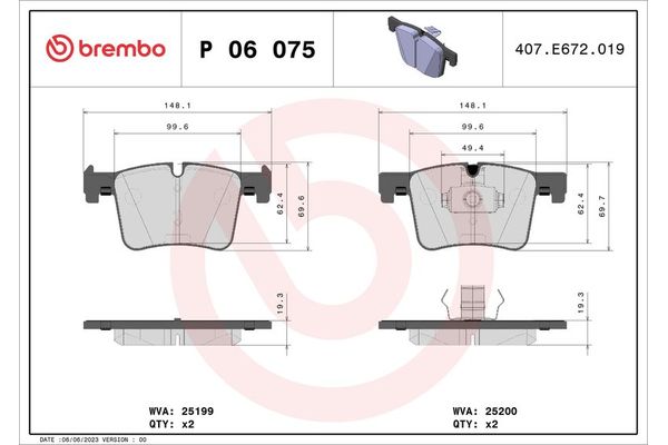 Fren Disk Balata Ön BMW M4 Serisi Coupe (F82)(2014->)  BREMBO P 06 075