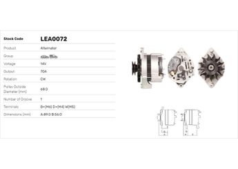 Alternatör  LUCAS ELEKTRIK LEA0072  90412072 90414497 DRA3537 1204128 1204219 1204220 90442072