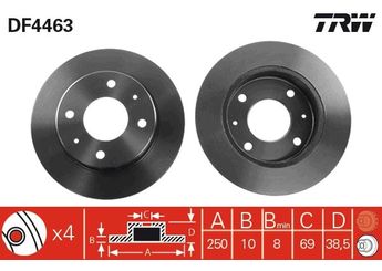 Fren Disk Ayna Arka Sağ ve Sol OTOZONE BD9051  4605A076 4544200072 454 420 00 72 A4544200072 A 454 420 00 72 M4605A076