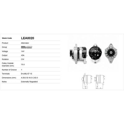 Alternatör  LUCAS ELEKTRIK LEA0020