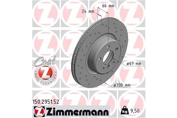 Fren Disk Ayna Ön Sağ ve Sol BMW 3 Serisi Touring (G21N)(07.2022->)  ZIMMERMANN 150.2951.52