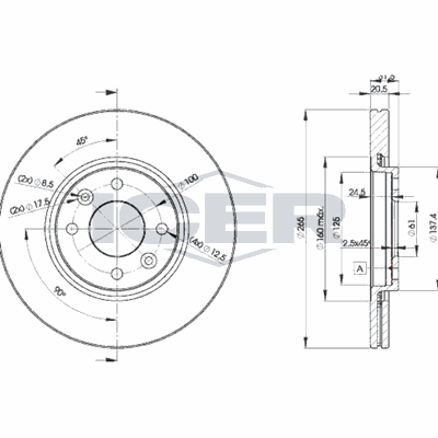 Fren Disk Ayna Ön Sağ ve Sol Renault R 21 Nevada (K48)(08.1986->)  MGA 50148
