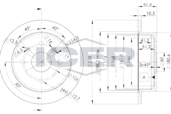Fren Disk Ayna Arka Sağ ve Sol Daewoo Nubira Limousine (2003->)  AYD 50389