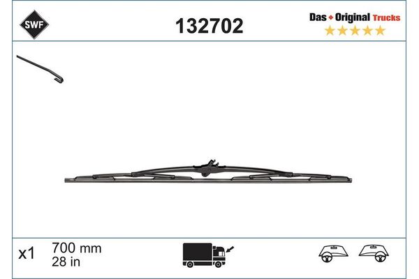 Silecek Süpürgesi Ön Universal Tip 700 mm - 28 inç SWF 132702