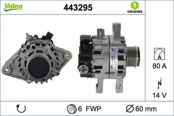 Alternatör  Toyota Yaris (XP21)(2020->)  VALEO 443295