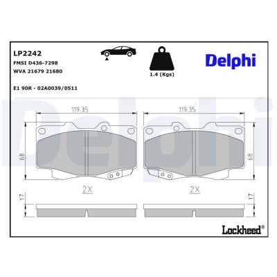 Fren Disk Balata Ön Toyota Hilux (KUN)(2005->)  DELPHI LP2242