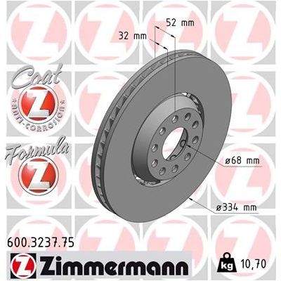 Fren Disk Ayna Ön Sağ ve Sol Volkswagen Passat W8 Sedan/Variant (3B3/3B6)(07.2001->2005)  ZIMMERMANN 600.3237.75