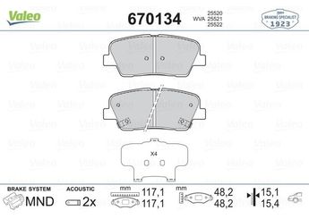 Fren Disk Balata Arka VALEO 670134  583022PA70 58302J5A00 58302J5A25 583022MA00 58302-2MA00 583022MA90 58302-2MA90 58302-2PA70 583022WA70 58302-2WA70 583022WA90 58302-2WA90 583023MA01 58302-3MA01 583023NA00 58302-3NA00 583023NA91 58302-3NA91 58302A1A00 58302-A1A00 58302B1A05 58302-B1A05 583023MA00 583023NA90 S583022PA70 58302J5A05 58302-J5A05 58302-J5A25 583022JA00 48413380B0