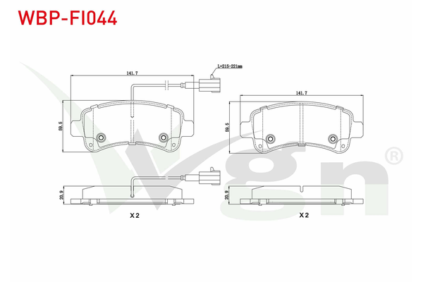 Fren Disk Balata Arka Fiat Ducato Maxi P.Van, Yüksek Tavan 40 (295)(04.2014->)  WGN WBP-FI044