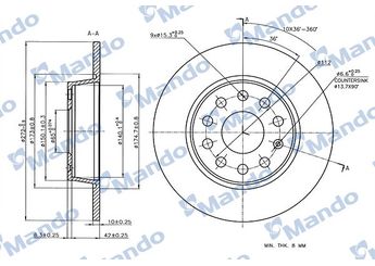 Fren Disk Ayna Arka Sağ ve Sol MANDO MBC035344  1K0615601AA 5Q0615601D 5QD615601A