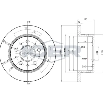 Fren Disk Ayna Arka Sağ ve Sol Fiat Ducato Minibüs, Yüksek Tavan (03.2002->)  WALBURG WBD1014