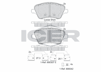 Fren Disk Balata Ön MAGNETI MARELLI 323700049900  1751951 1765066 1775672 1785193 1848532 1860476 8V51KK021CA AY112K021BA AY112K021BB AY112K021BC AY112K021BD AY1Z2001B