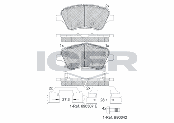 Fren Disk Balata Ön AYD 60078C  MEAY1J2K021AA AY112K021CA 1848532 1 848 532 1860476 1 860 476 1860476SK1 1 860 476 SK1 AY11-2K021-CA MEAY1J-2K021-AA