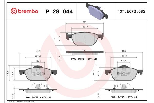 Fren Disk Balata Ön Honda Accord Tourer (CW)(09.2008->)  BREMBO P 28 044