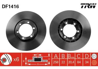 Fren Disk Ayna Ön Sağ ve Sol TRW DF1416  MB407031