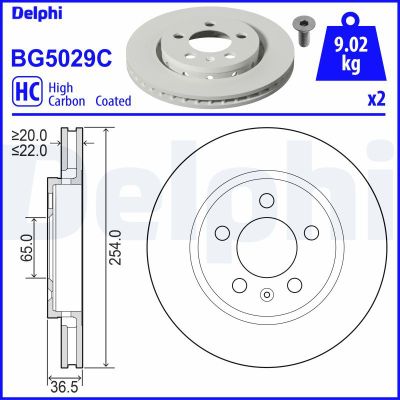 Fren Disk Ayna Arka Sağ ve Sol Volkswagen Polo V (6R1)(06.2009->2014)  DELPHI BG5029C