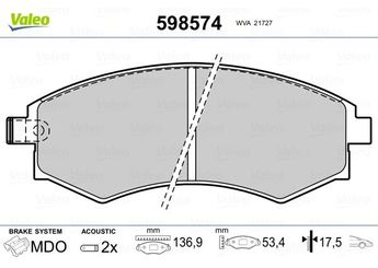 Fren Disk Balata Ön VALEO 598574  5810138A40 5810129A00 58101-29A00 5810129A20 58101-29A20 5810129A30 58101-29A30 5810129A50 58101-29A50 5810129A90 58101-29A90 5810129B00 58101-29B00 581012DA20 58101-2DA20 5810134A10 58101-34A10 5810134A20 58101-34A20 58101-38A40 581013CA20 58101-3CA20 58101M2A02 58101-M2A02 58101M2A04 58101-M2A04