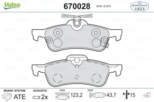 Fren Disk Balata Arka Toyota Yaris (KSP9/SCP9/NLP9)(2006->)  VALEO 670028