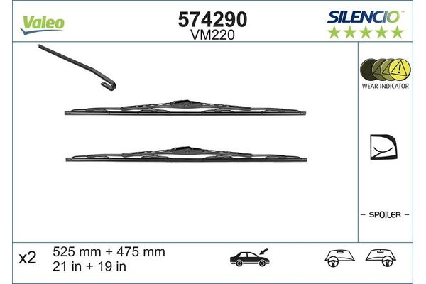 Silecek Süpürgesi Ön Telli Tip 530/475 mm - 21/19 inç Volkswagen Golf IV (1J1)(10.1997->2004)  VALEO 574290