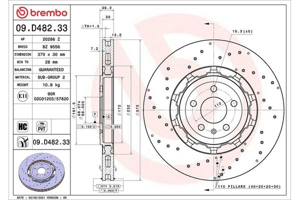 Fren Disk Ayna Ön Sağ ve Sol Audi RS Q8 (4MN)(08.2019->)  BREMBO 09.D482.33