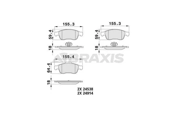 Fren Disk Balata Ön Renault Fluence (10.2009->)  BRAXIS AA0060