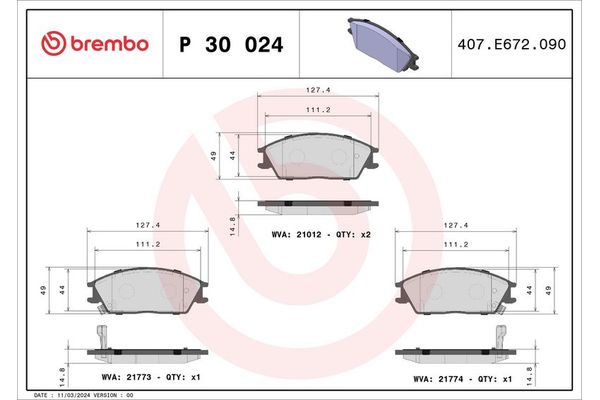 Fren Disk Balata Arka Hyundai Accent (X3)(1998->)  BREMBO P 30 024
