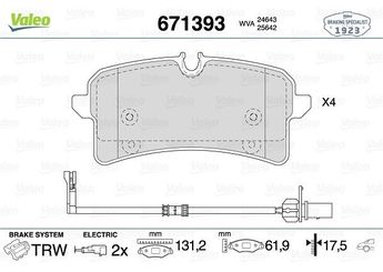 Fren Disk Balata Arka VALEO 671393  4H0698451H 4H0698451Q 4H6698451 4H6698451A 3Y0698151C