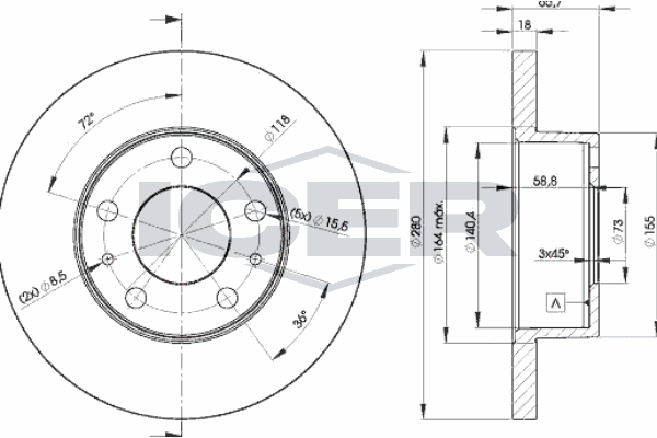Fren Disk Ayna Ön Sağ ve Sol Fiat Ducato P.Van 10 (03.1994->)  KALE BALATA TFD00221