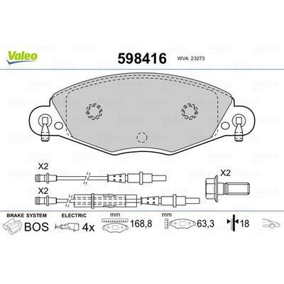 Fren Disk Balata Ön Citroen C5 5 Kapı (10.2004->)  VALEO 598416