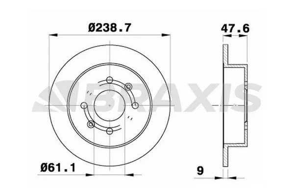 Fren Disk Ayna Arka Sağ ve Sol Honda Jazz (GD1/5)(01.2002->)  BRAXIS AE0280