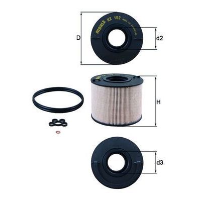 Yakıt Filtresi  Volkswagen Touareg (7L6)(12.2006->2010)  MAHLE KX 192D